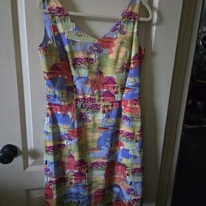 Coldwater Creek Multicolor Scenic Print Mini Dress